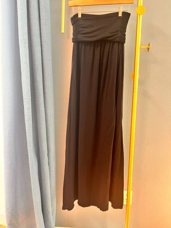 Dkny Dresses & Skirts - DKNY Black Strapless Convertible Maxi Dress Foldover Skirt Tencel Jersey Small